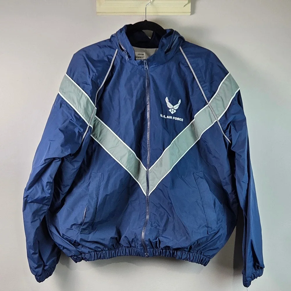Skilcraft US Air Force PT Jacket Mens XL Blue Excellent Reflective Windbreaker